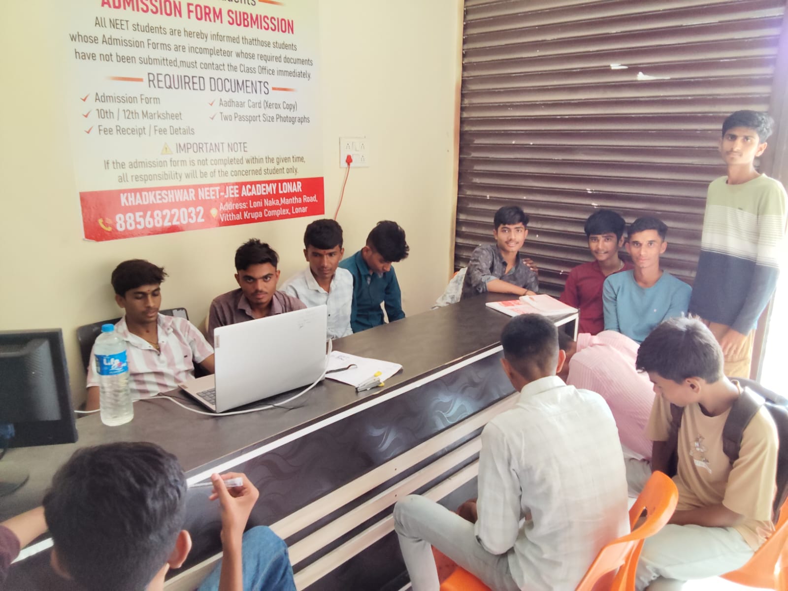 Students receiving personalised academic counselling and mentoring from faculty at Khadkeshwar NEET-JEE Academy, Lonar.